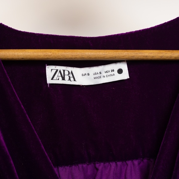 Zara Royal Purple Knotted Velvet Crop Top Size S - Picture 3 of 7
